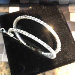 Silver crystal hoop earrings